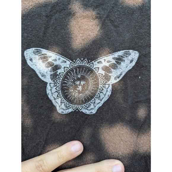 Hollister Bleach Dye Death Moth Crop Top Alternative Cotton L Preppy Beach - Picture 3 of 4